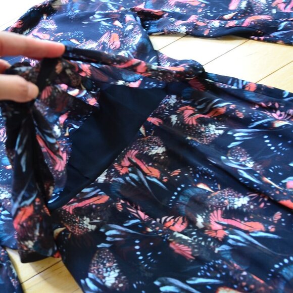 AllSaints Valero Fluttery Butterfly Midi Mid Length Dress Black Size US 2 - Picture 12 of 13